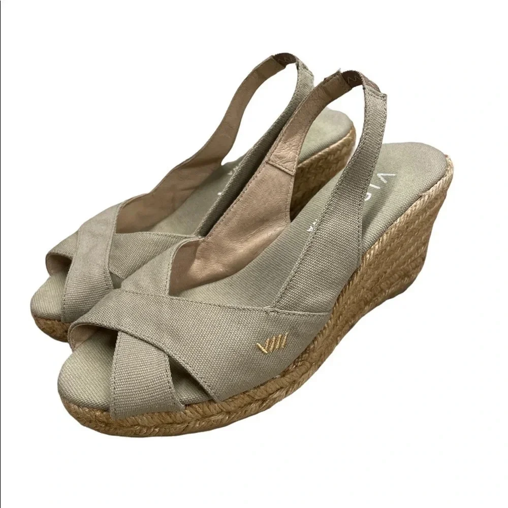Viscata Calella Canvas Wedges in Tan EU 36